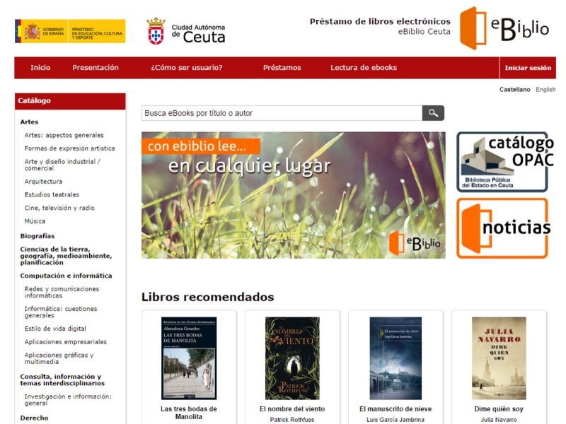 Imagen de la web eBiblio
